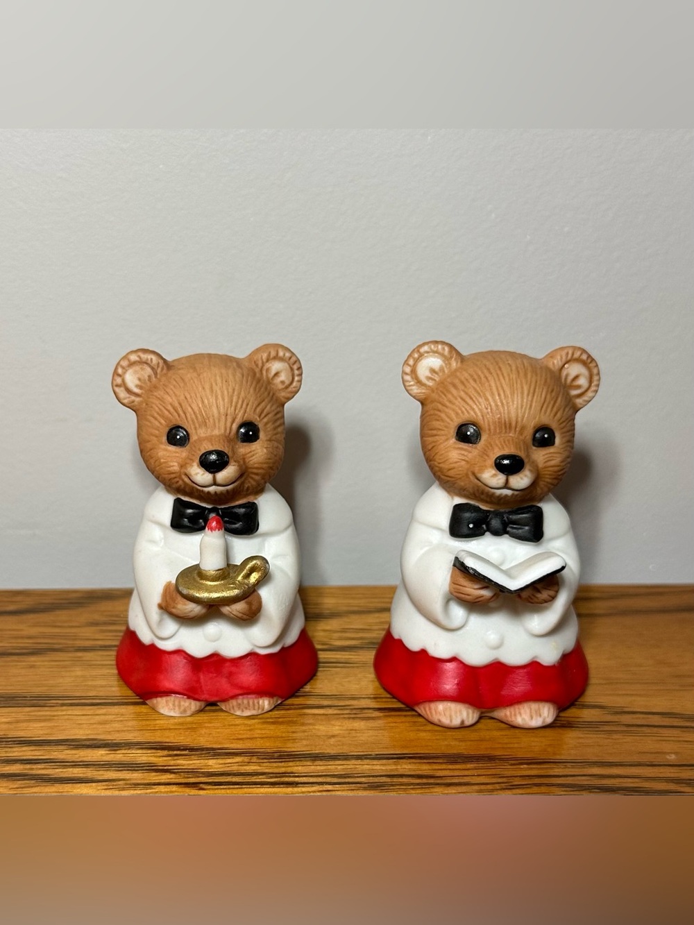 Vintage Homco Christmas Choir Bear figurines- 2 of the 3 (Set #5100)